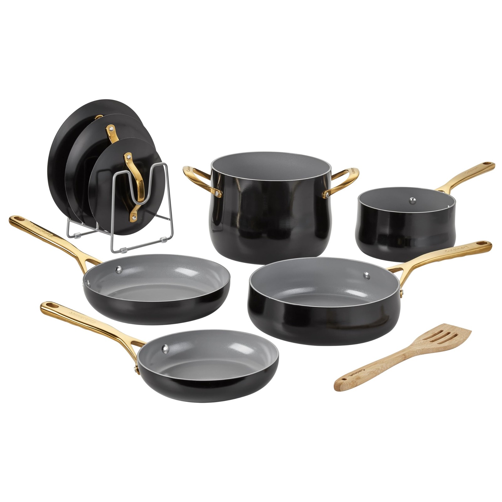CUISINART CULINARY CERAMIC COOKWARE SET, 10 PIECE KITCHEN COOKWARE, 34CG-10BK
