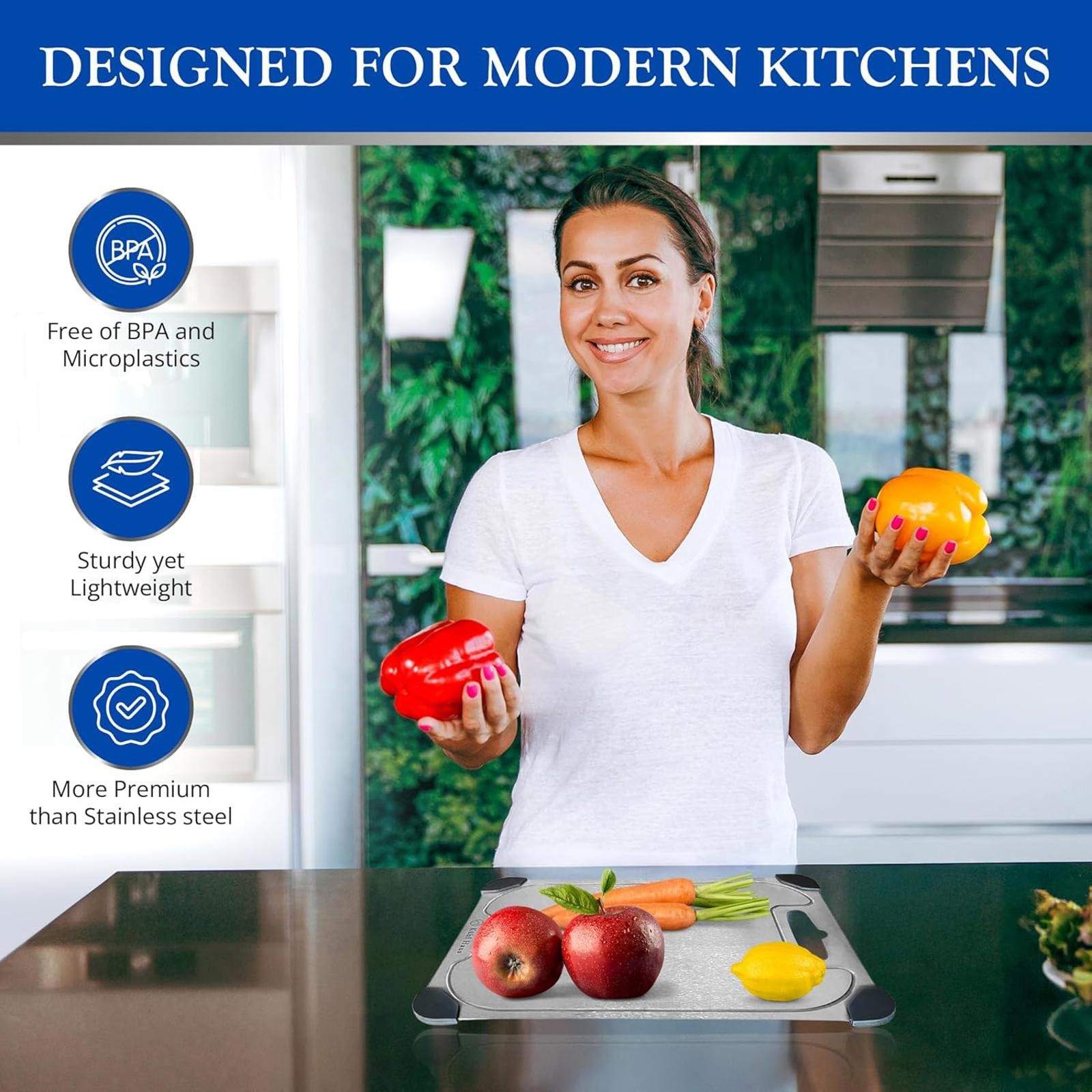 Titanium Cutting Board Non-Slip Juice Groove Extra Large Heavy Duty Kitchen New
