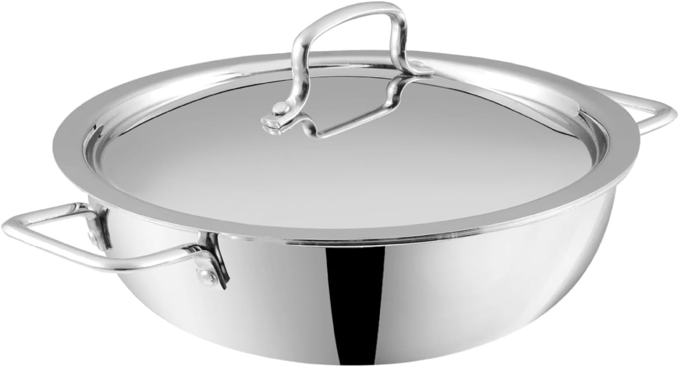 Platinum Triply Stainless Steel Kadai | Suitable For Indian Cooking, Sauces,