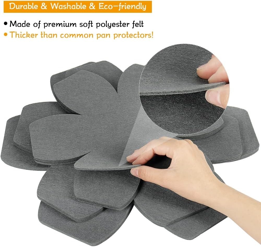 Larger & Thicker Pan Pot Protectors, Set of 12 and 3 Different Sizes, Felt Pa…