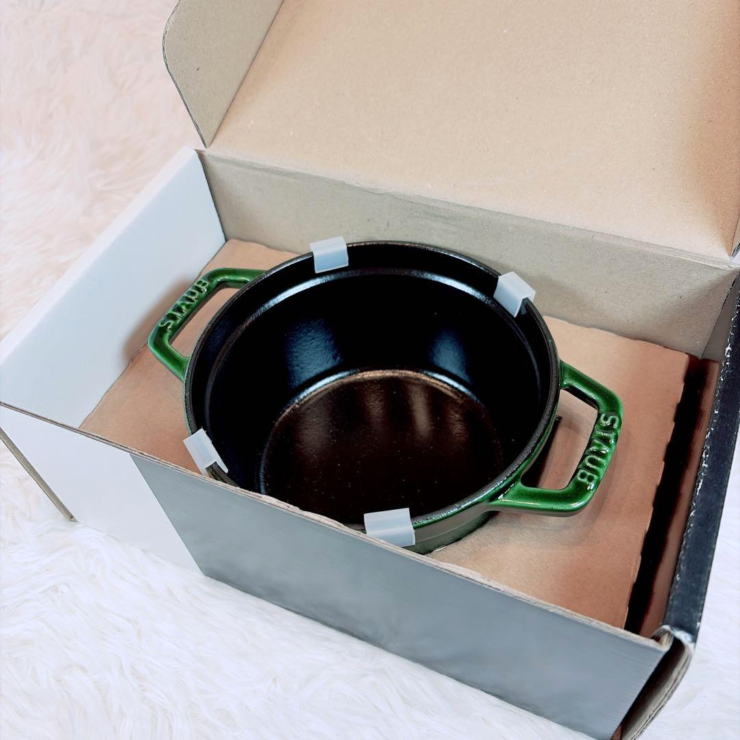 Staub Cast iron Pico Cocotte Ronde Round 14cm 0.8L BASIL GREEN from JAPAN NEW