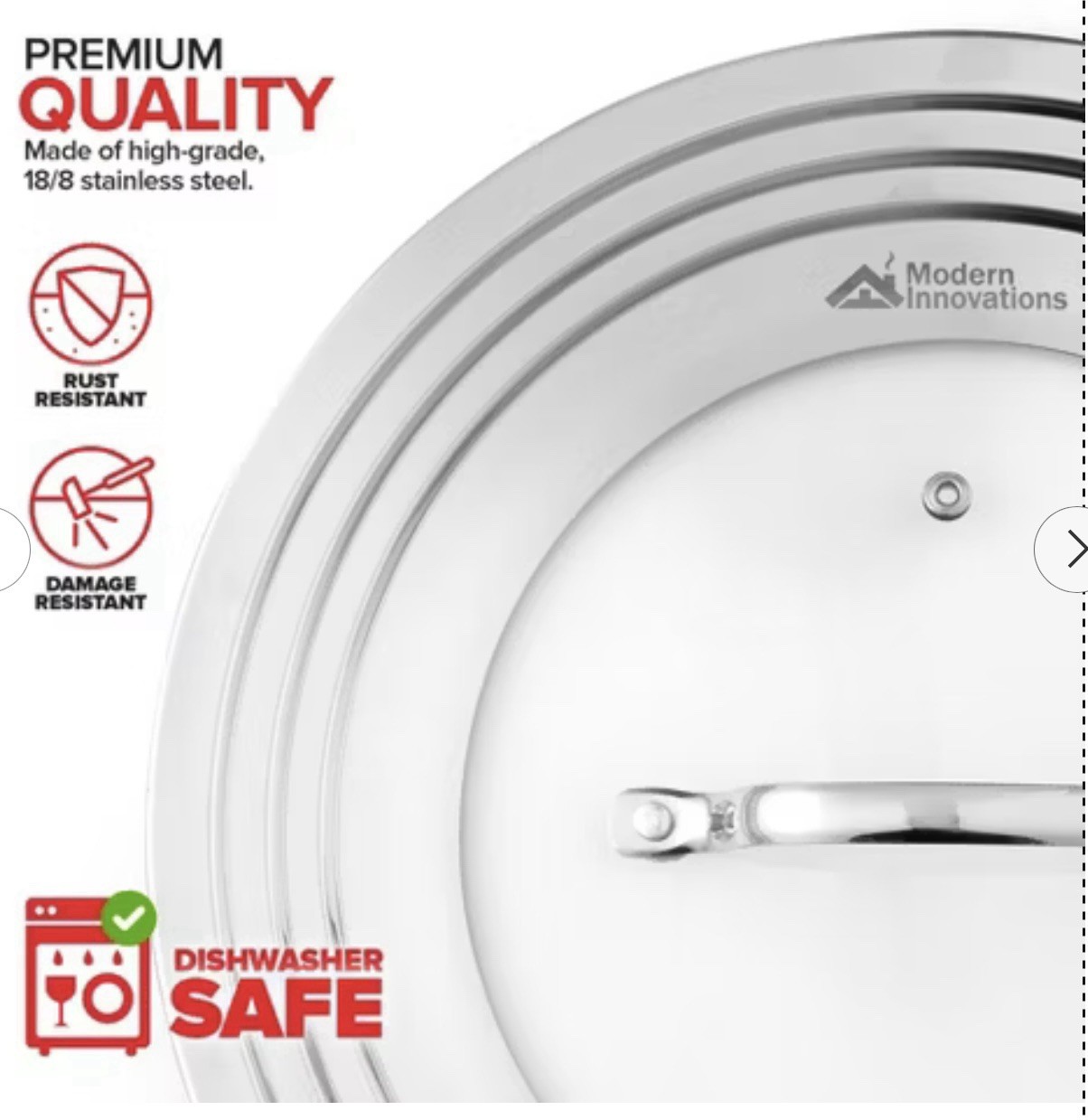 Modern Innovations 1 Lid – Stainless Steel, Silver – Steel 8.25-12”🩶