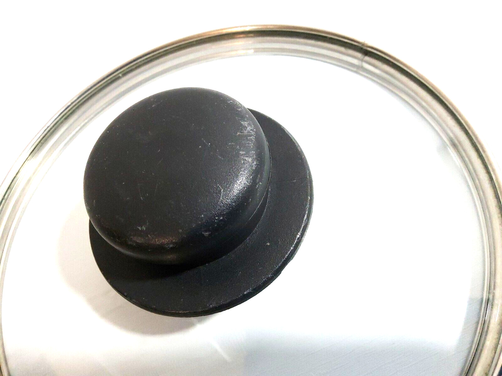 Replacement Glass Metal Cooking Pot Lid with Black Plastic Knob About 7 1/8″