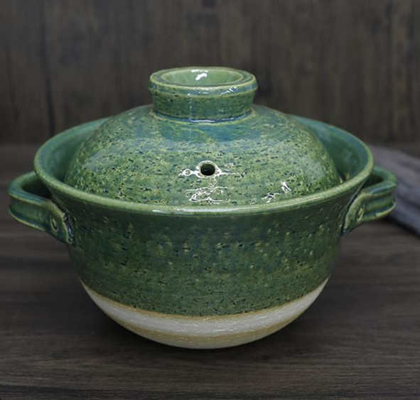 Japanese Donabe Clay Pot Ryokusai Banko Ware Rice Cooker Green Casserole New