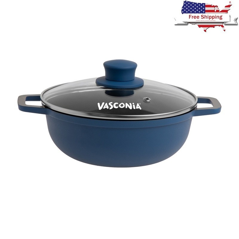 Cast Aluminum Caldero W/ Ceramic Coating Induction Base Glass Lid Stews Soups US