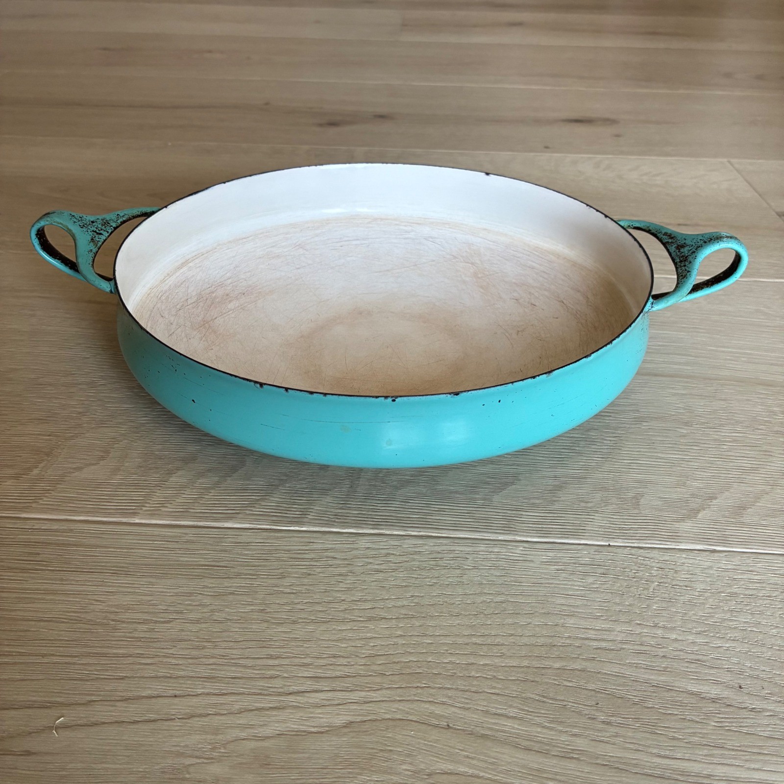 Vintage Dansk Kobenstyle Turquoise 9.5 Paella Pan MCM Enamel Denmark IHQ