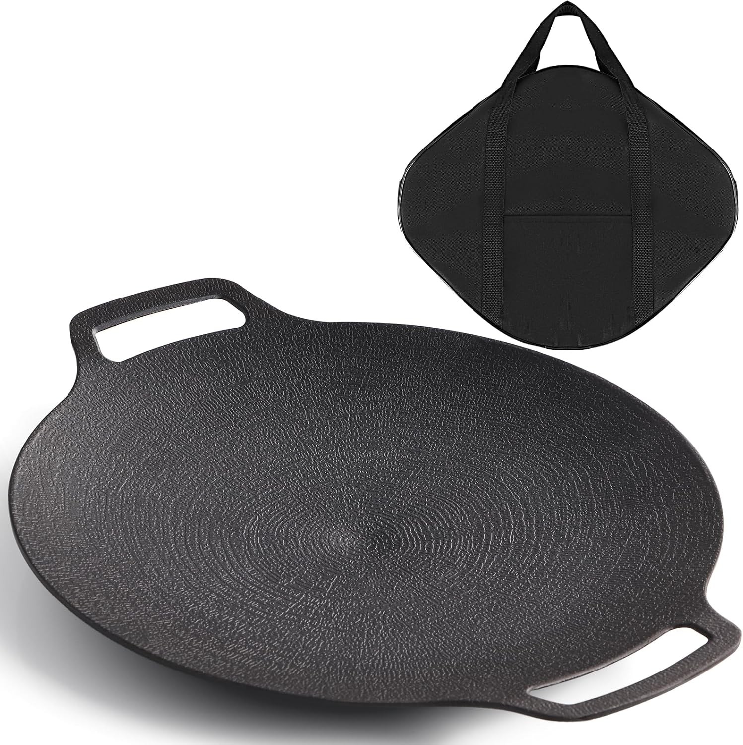 Korean Grill Pan with Nonstick 6-Layer Coating, 13″ Round BBQ Griddle with Bag