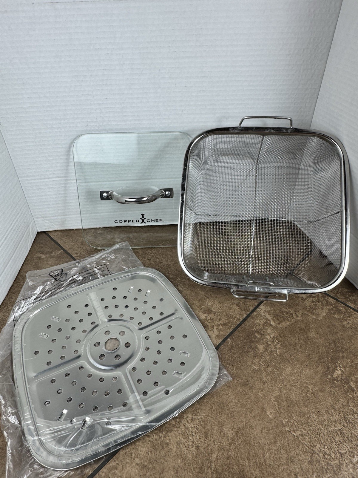 Copper Chef 8″ Fry Basket , Flat Metal Steamed Strainer And Lid Replacements