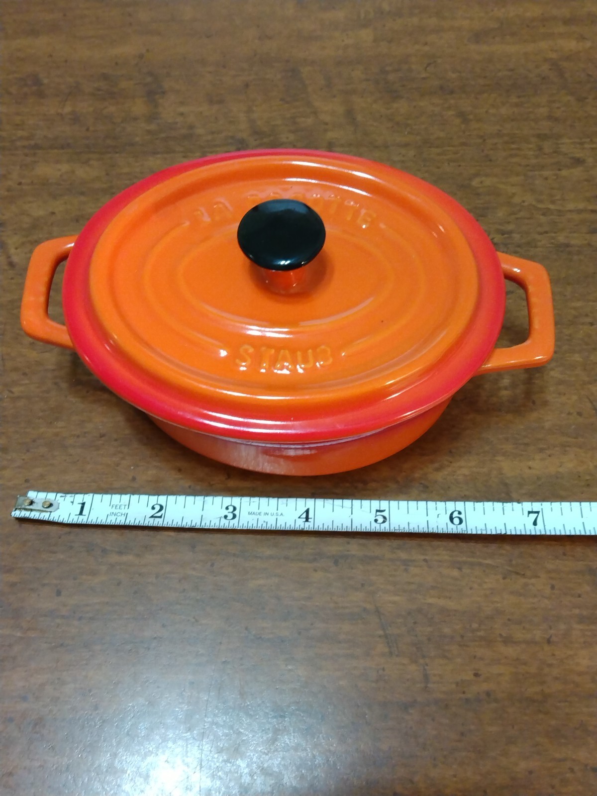 Staub Orange La Cocotte Oval Ceramic Mini Casserole Dutch Oven Bakeware READ!