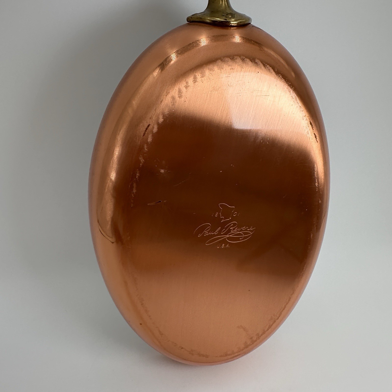 Paul Revere 1801 Oval Fish Copper Skillet Large Brass Handle Pan USA Vintage