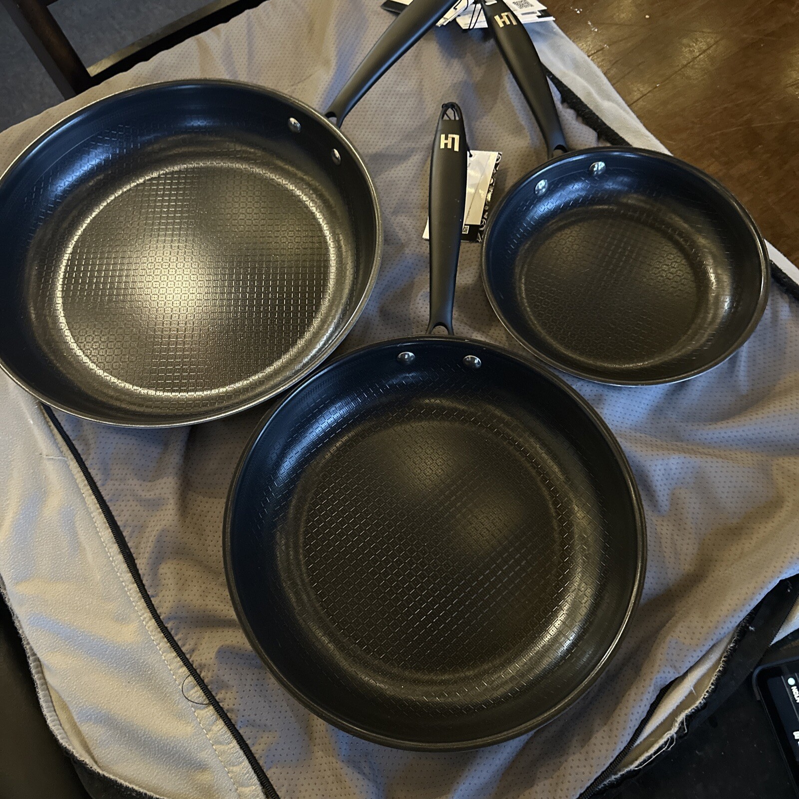 LEXI HOME Frying Pan 3 Piece Stainless Steel Nonstick Heavy Duty Black 8,10,12in