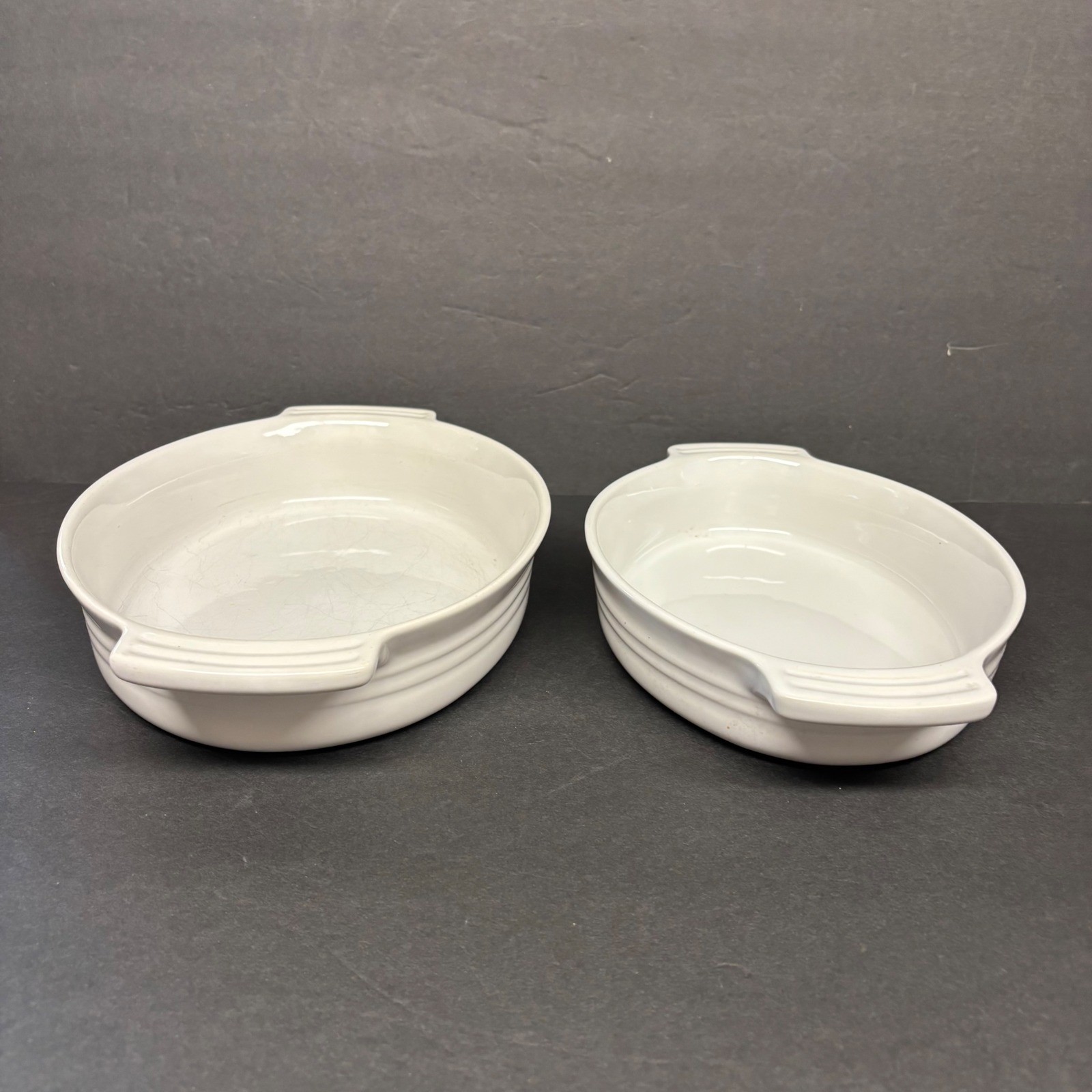 Le Creuset White Stoneware Oval Gratin Baking Dish Set of 2 0.6L 1L 06-28