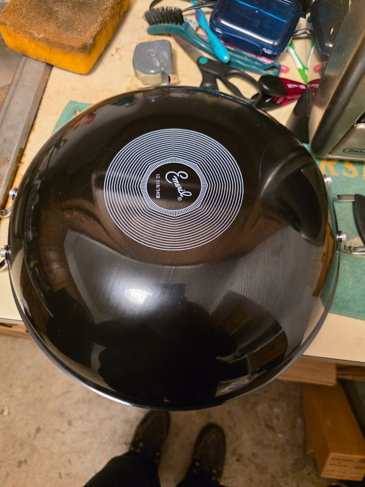 Emeril Black Non-Stick Reflective Wok With Clear Lid 13.5″ Double Handles