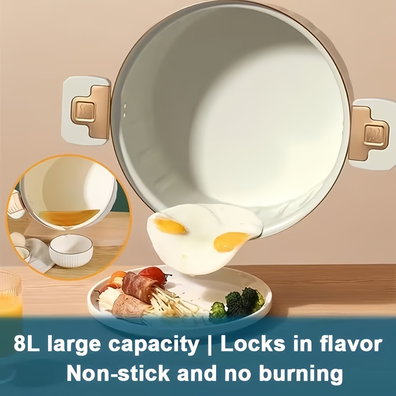 Blue/White Enamel Soup Pot for Stewing, 11′ X 11′ Non-Stick Cooking Pot