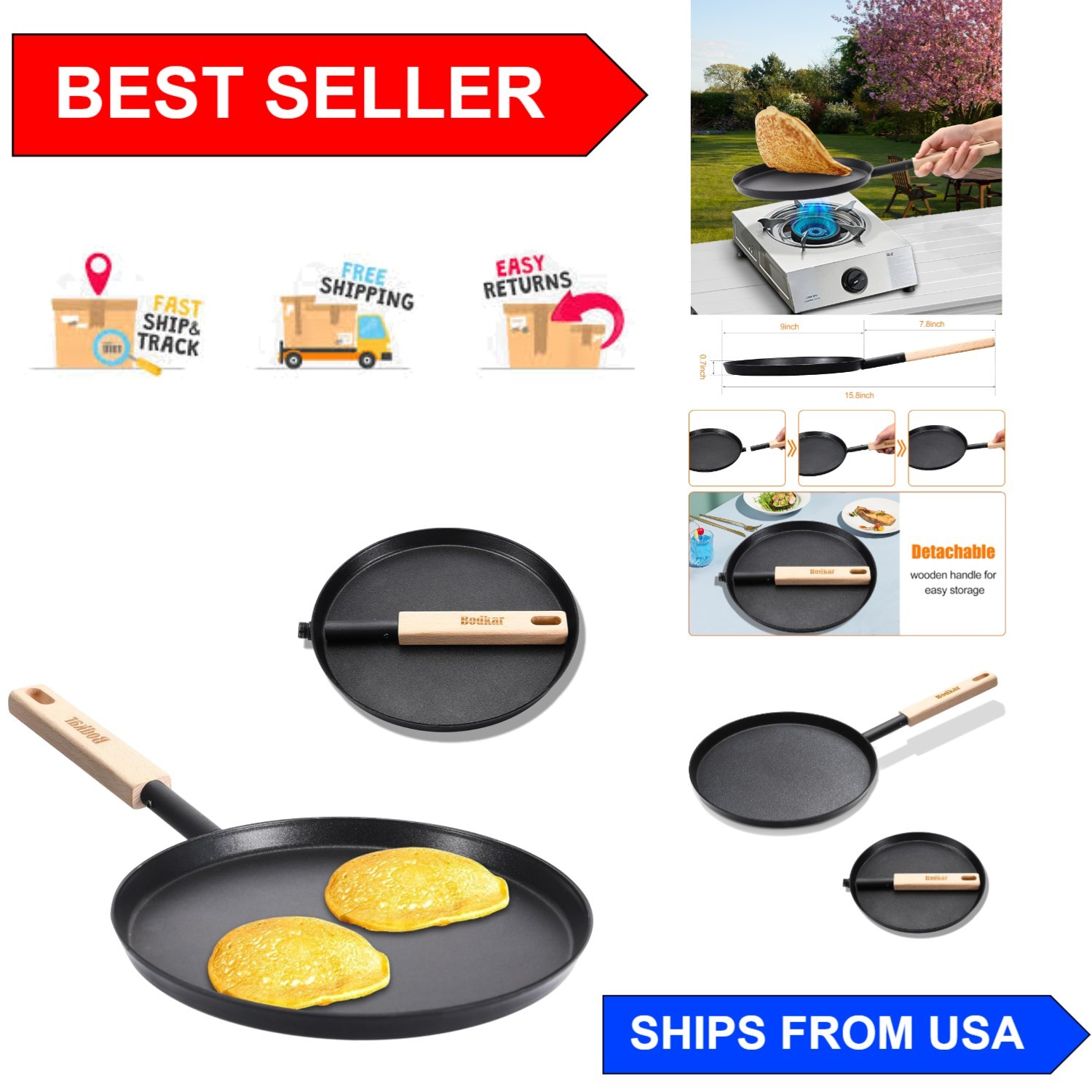 Compact 8-Inch Griddle Pan: Lightweight and Perfect for Eggs, Pancakes, & More
