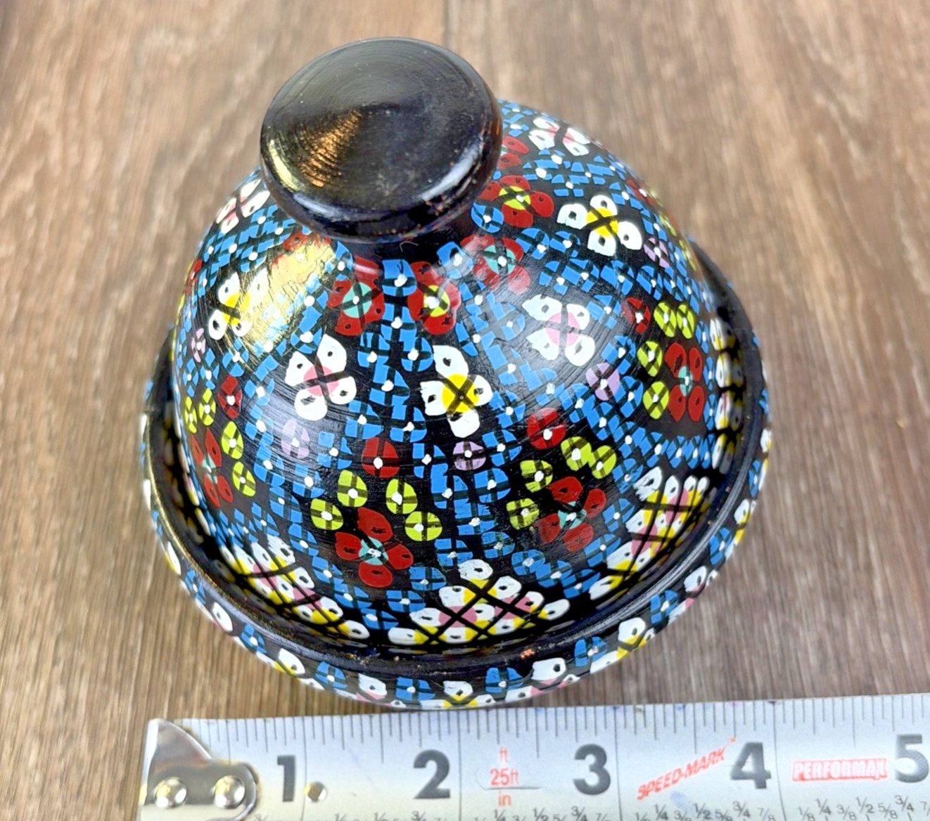 Hand Painted Moroccan Terracotta Clay Pottery Tagine Dish 4″ Signed Trinket