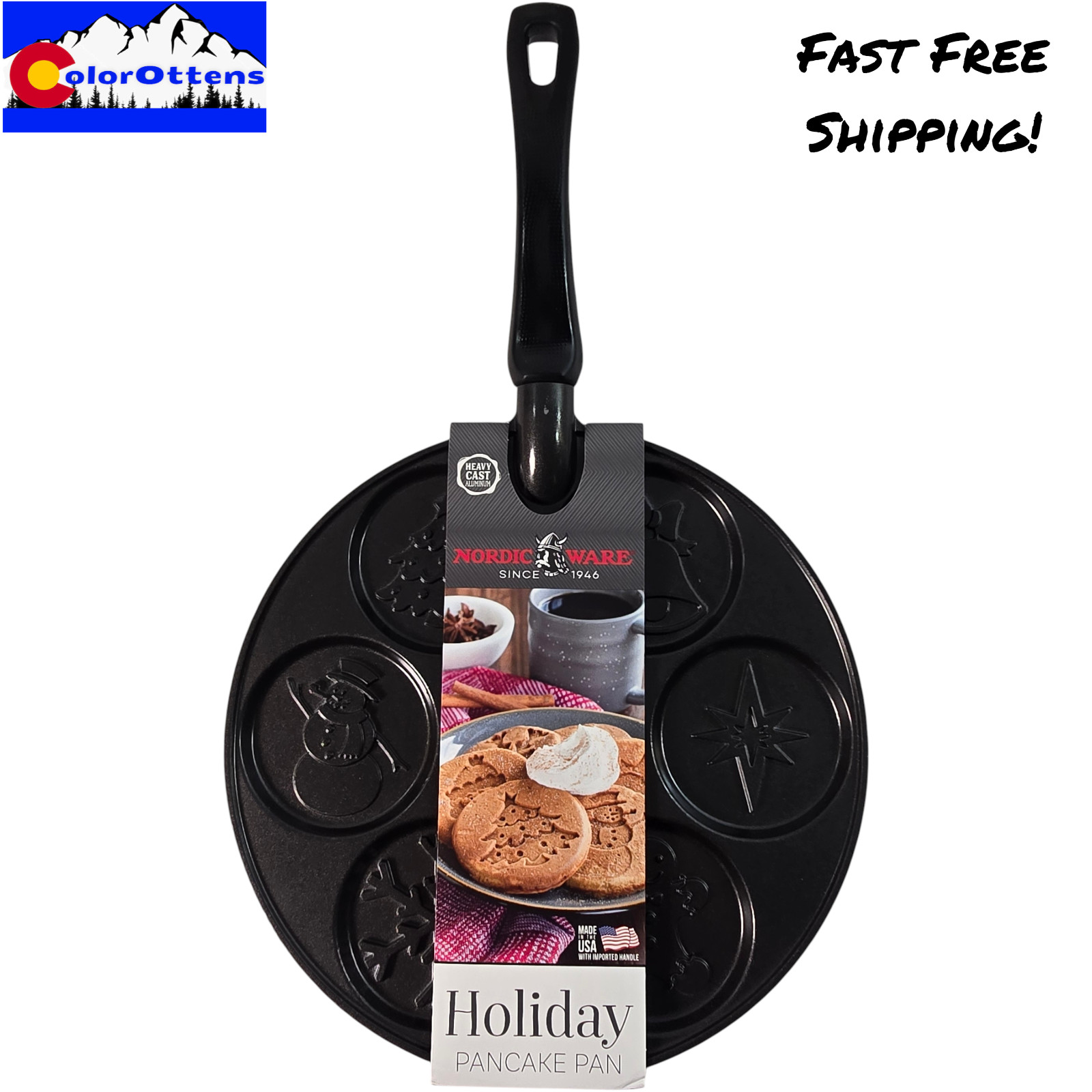 Nordic Ware Holiday Pancake Pan 10.5″ Non-Stick Cast Aluminum Griddle 7 Designs