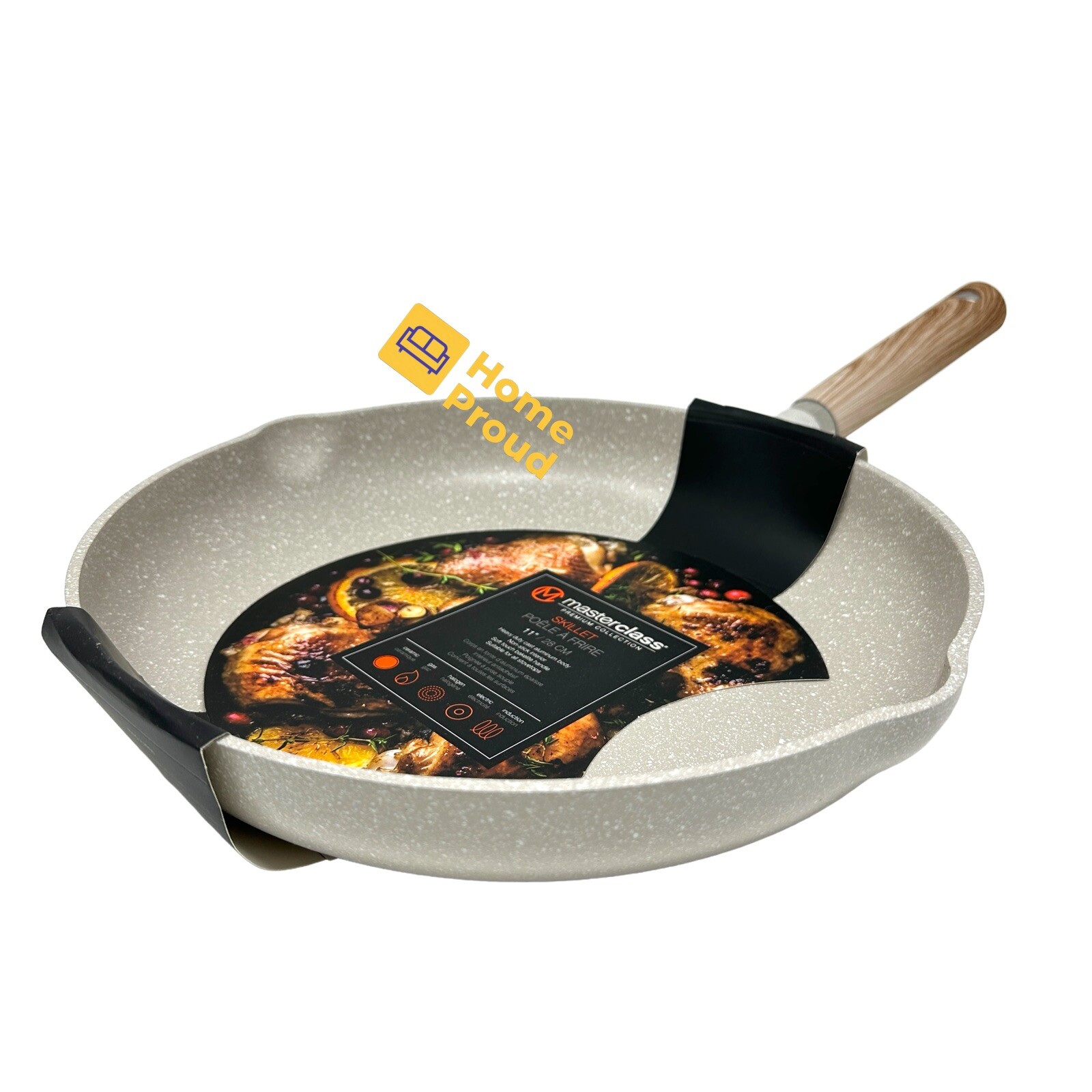 Masterclass Frying Pan Skillet Nonstick 11 Inch Premium Kitchen Cookware Beige