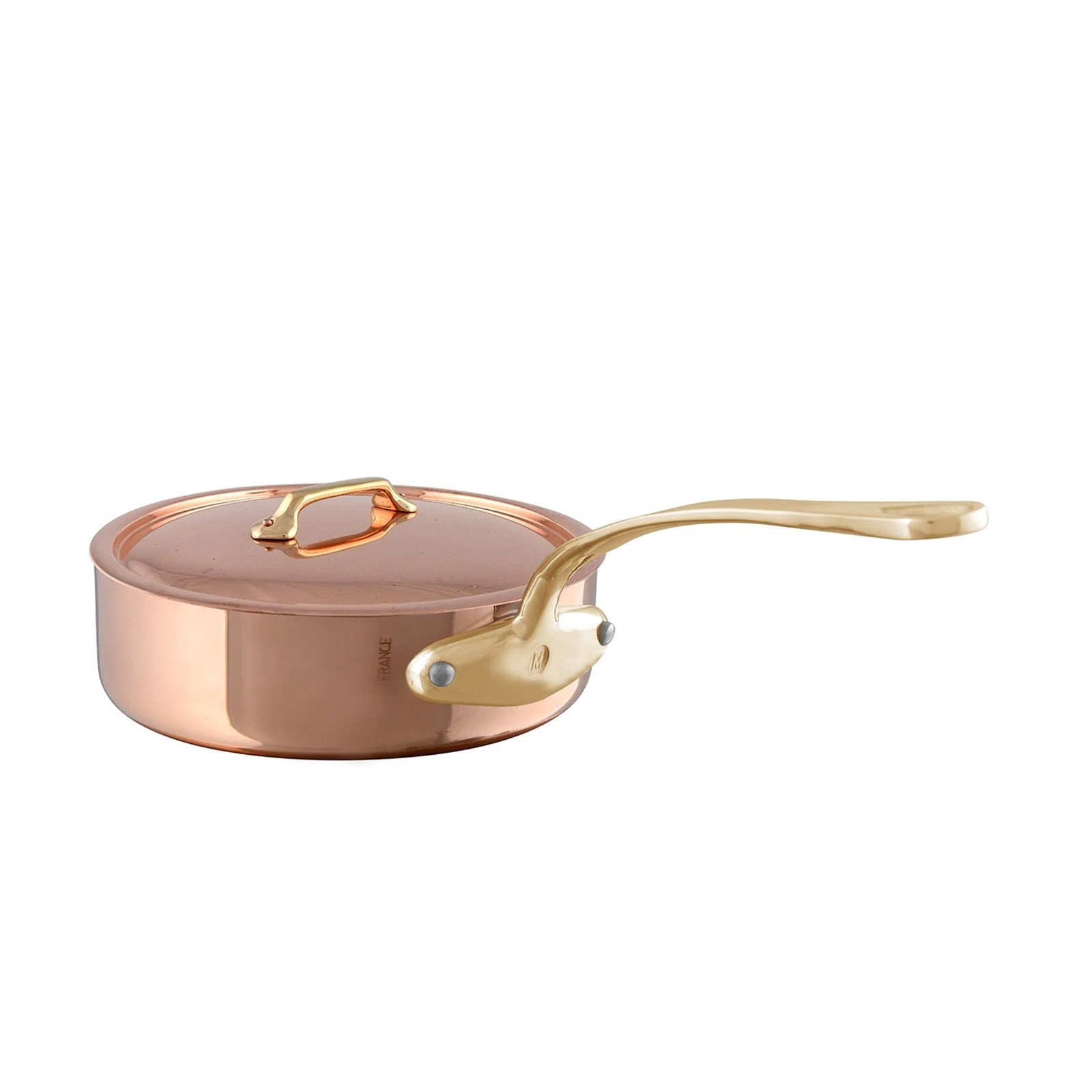 Mauviel M’Heritage M’200 B 3.3 Quart Saute Pan With Lid, Brass Handle