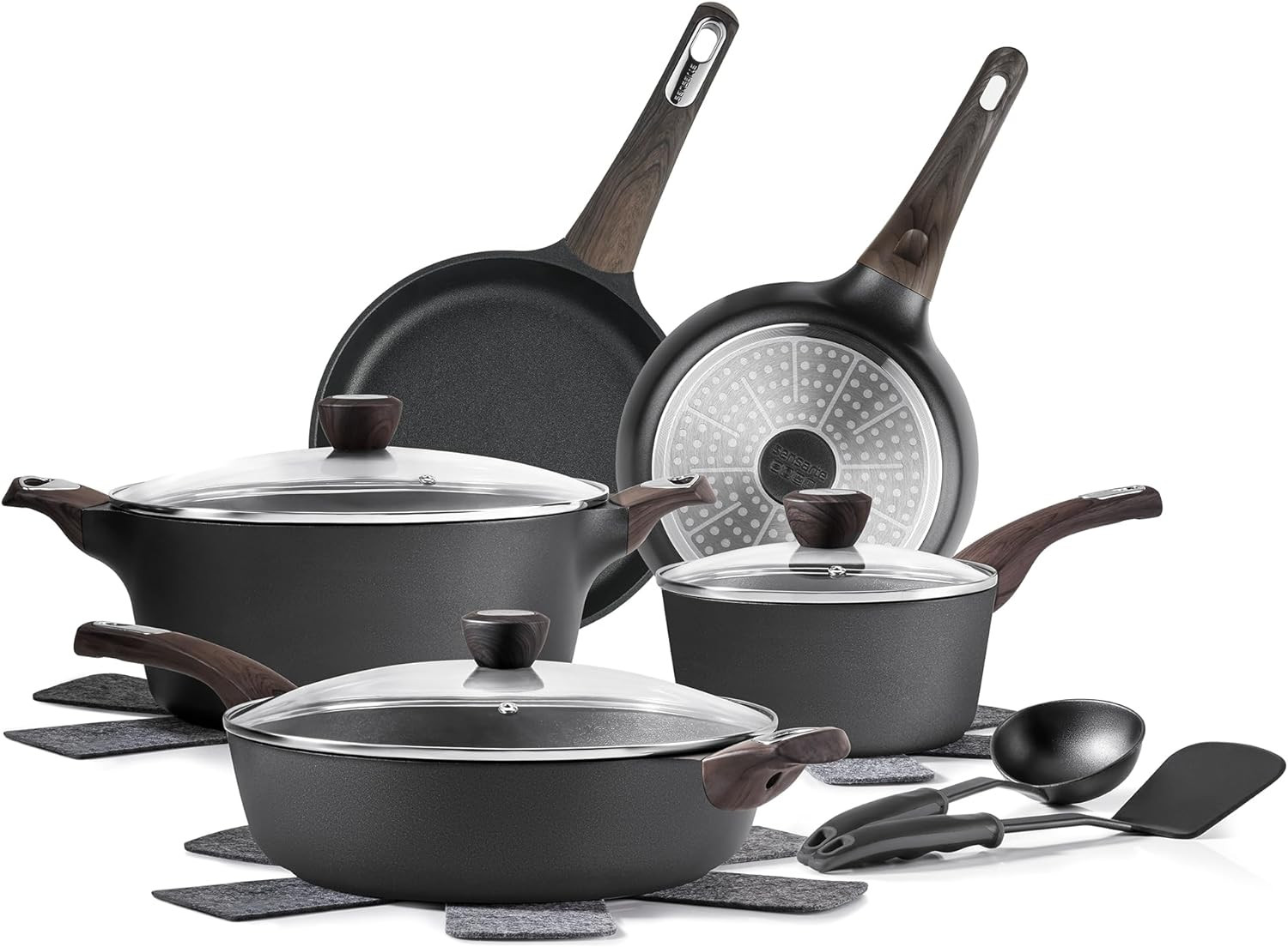 Pots and Pans Set Non Stick, Non Toxic Healthy Induction Cookware Sets, 14 Pcs N
