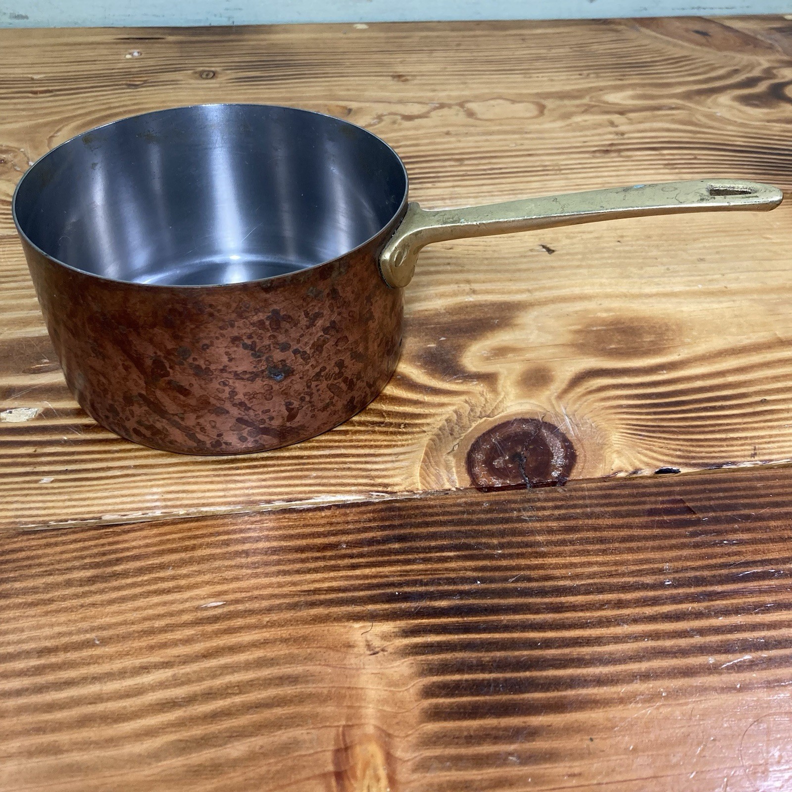 Vintage Paul Revere Ware 5 1/4″ Solid Copper Sauce Pan Pot Brass Handle