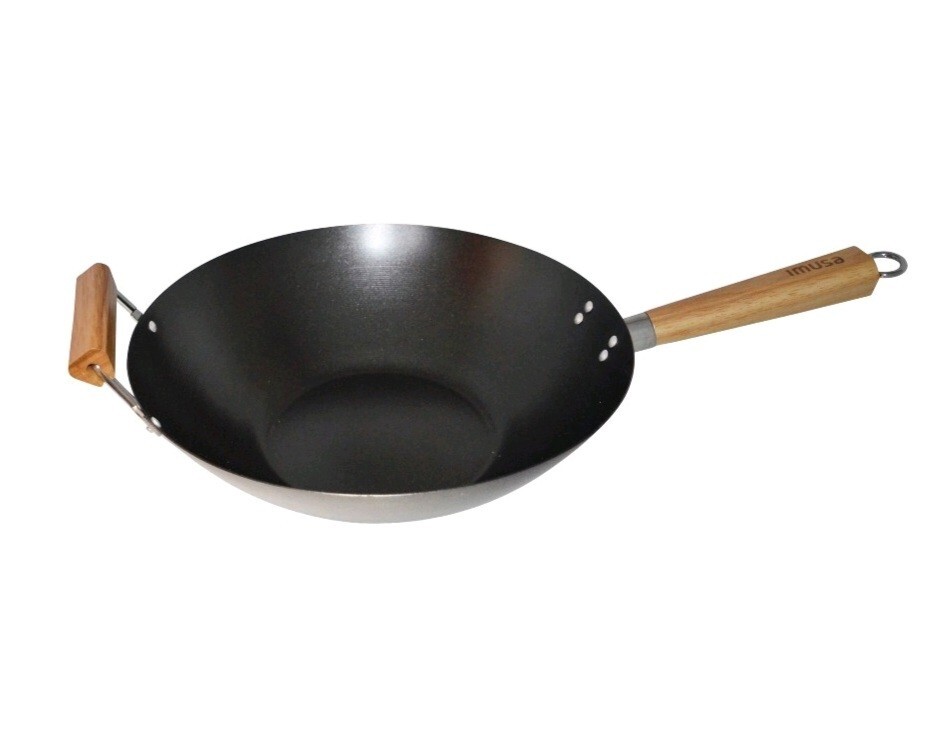 Imusa 14″ Traditional Natural Carbon Steel Wok With Bakelite Handle Brand New!