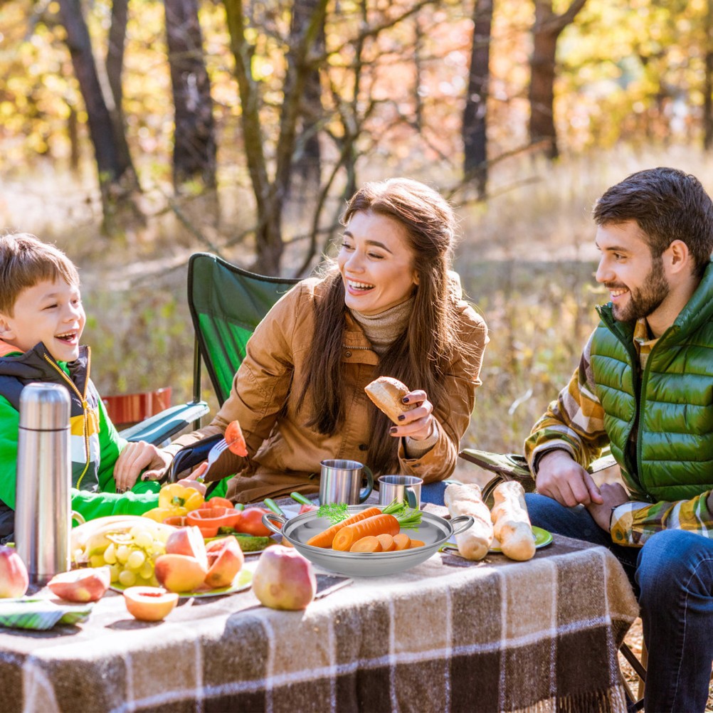 Stainless Steel Cooking Pot Set with Lid Portable Cooking Pan 2pcs