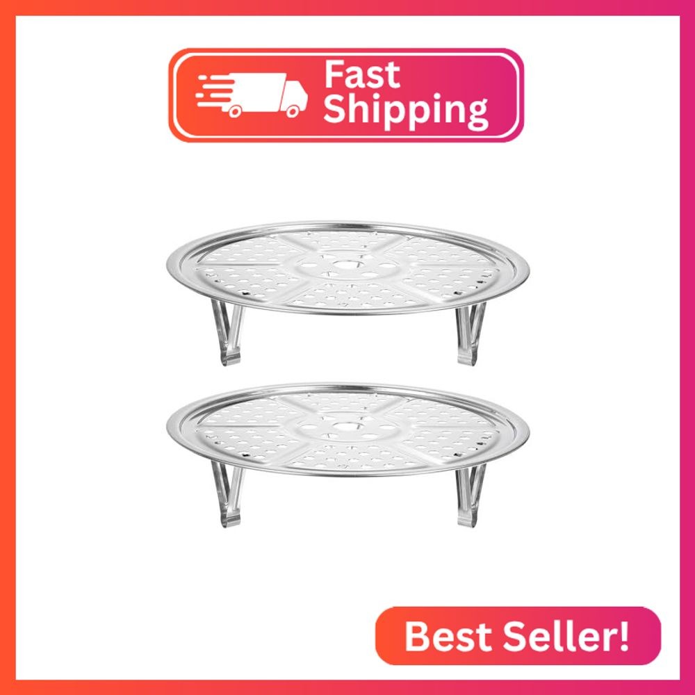uxcell 2pcs Stainless Steel Steamer Rack with Stand, 8.6 Inches Pot Steaming Tra