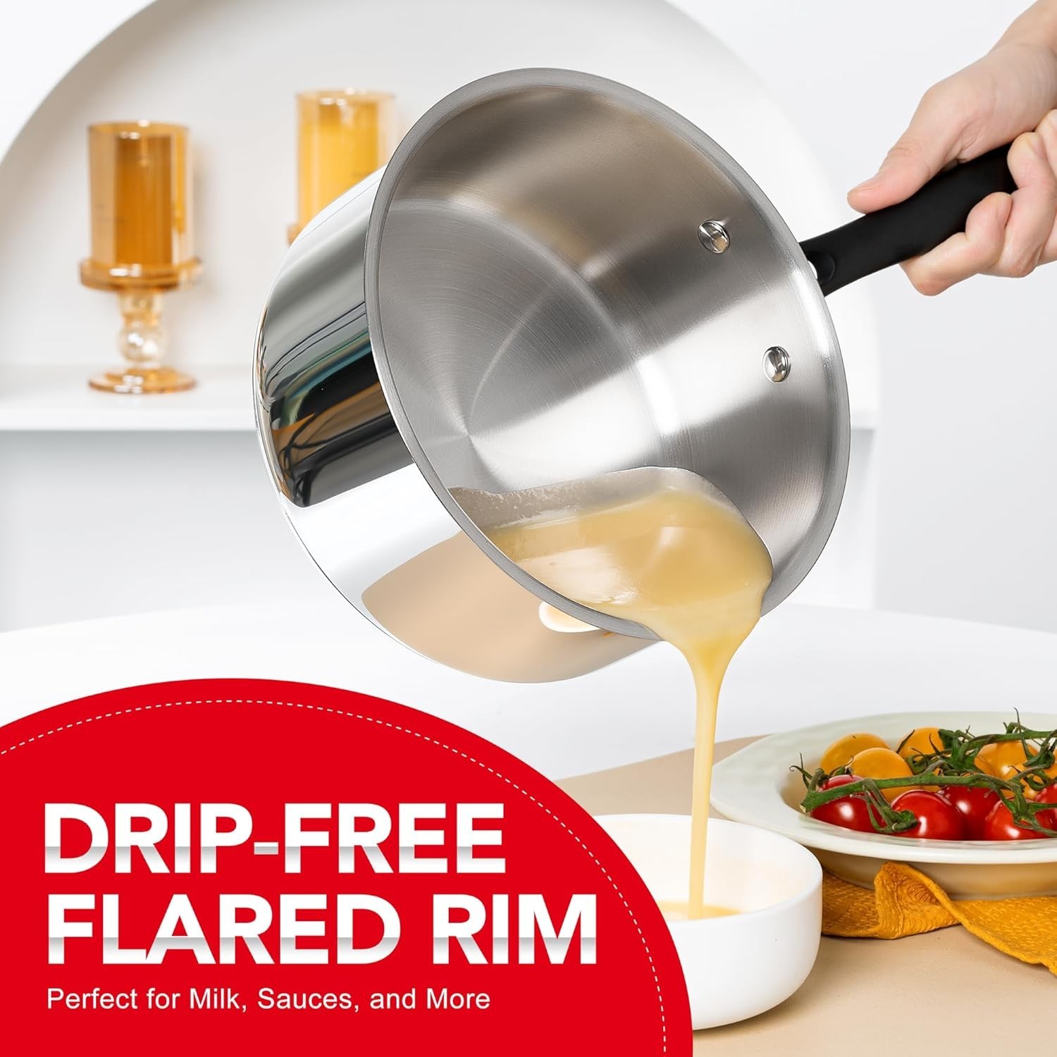 Versatile 6-Piece Stainless Steel Saucepan Set with Stay-Cool Handles & Lids
