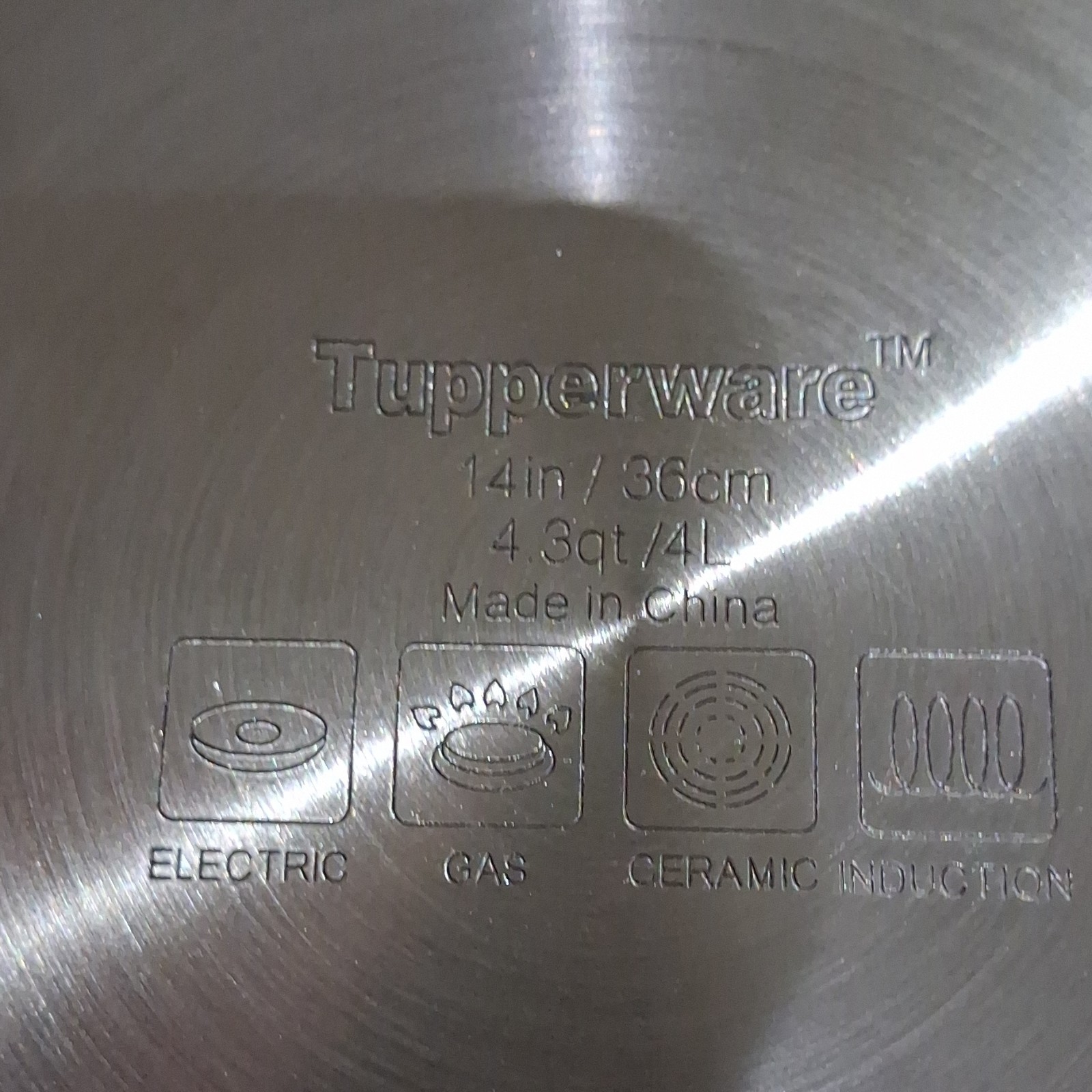 Tupperware Chef Series 14in/36cm Stainless Steel Saute Pan Lid, Induction
