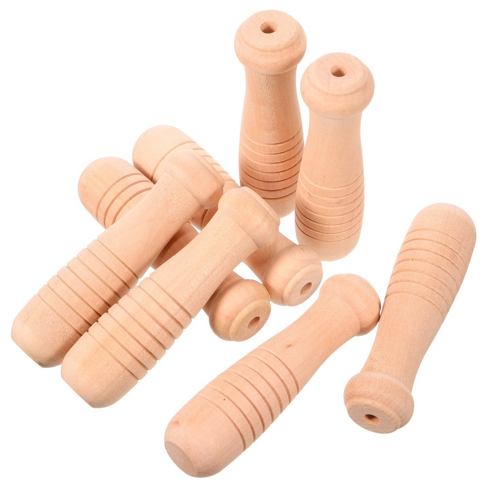8Pcs Smooth Wooden Pan and Pot Handles for Cookware and Gardening Tools Beige