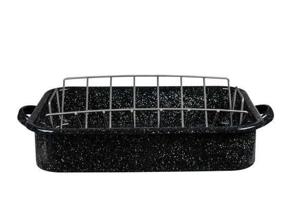 Granite Ware 19″ Rectangular Roasting Pan With V-Rack Black