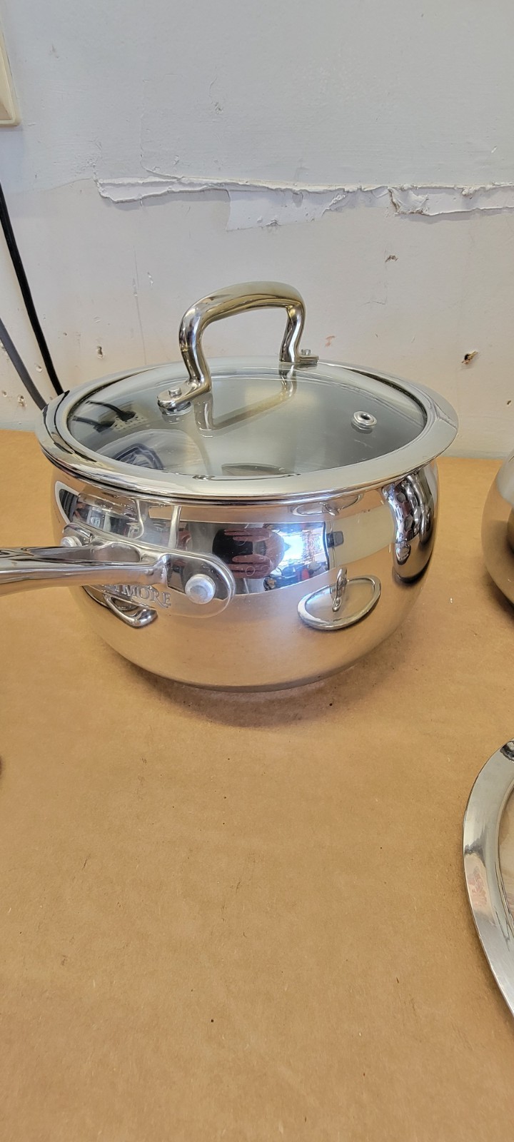Biltmore 3 Pc Sauce Pans Pots Heavy Stainless Steel Oven Safe Steamer 3.4 2.3 QT
