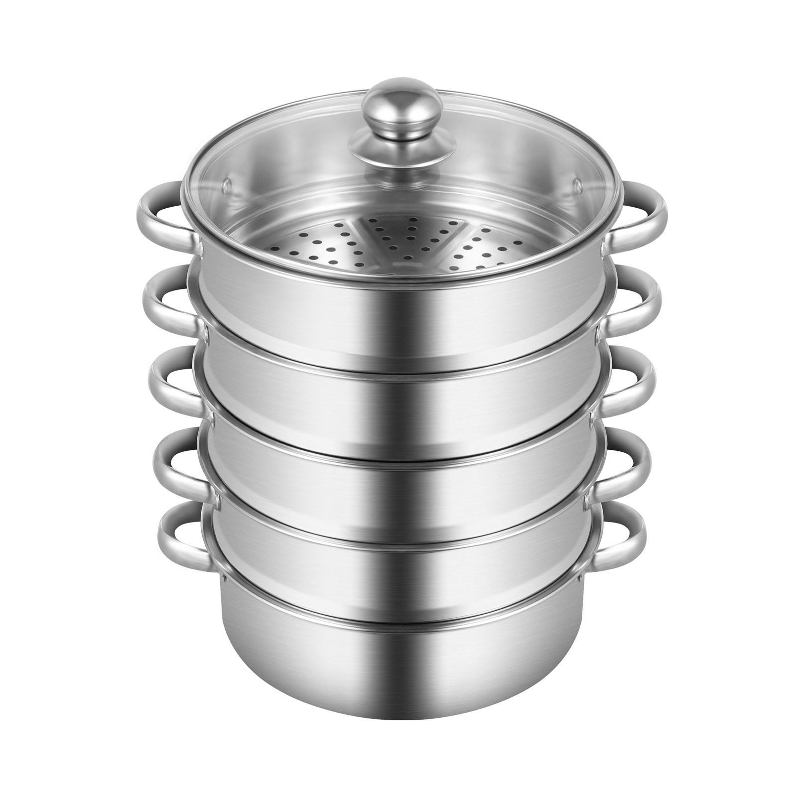 5-Tier Dumpling Steamer Stainless Steel Steamer Pot With Lid Steaming Basket