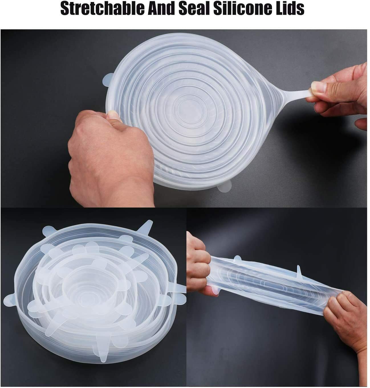 Silicone Stretch Lids, 12 Pack of Silicone Food Covers, BPA Free and Expandable