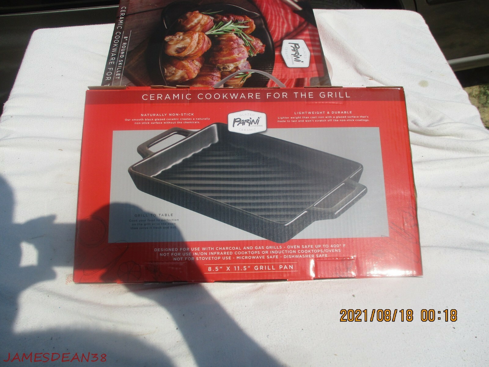 BRAND NEW IN BOX PARINI CERAMIC COOKWARE 8.5″ X 11.5″ GRILL PAN FOR THE GRILL