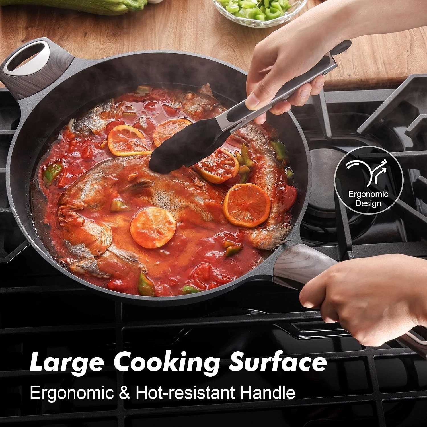 Nonstick Frying Pan Skillet 12.5Inch Large Non Stick Omelette Pans with Ergon…