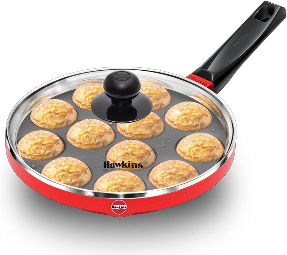 Nonstick Appe Pan with Glass Lid, 12 Cups, Diameter 20 cm, Black, Cast Alumin…