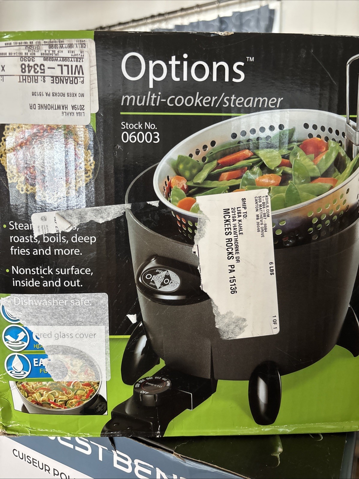 Presto Options Electric Multi-Cooker Steamer/Deep Fryer/Stews 6 Qt #06003