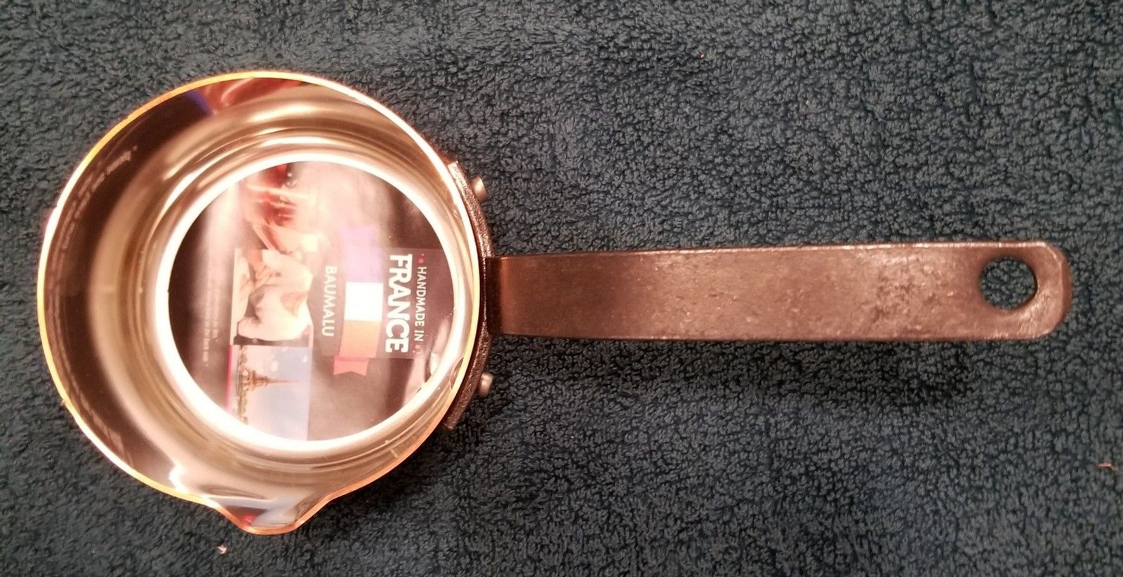 Baumalu copper pan 4 1/4″ with cast iron handle new made in France tin lined