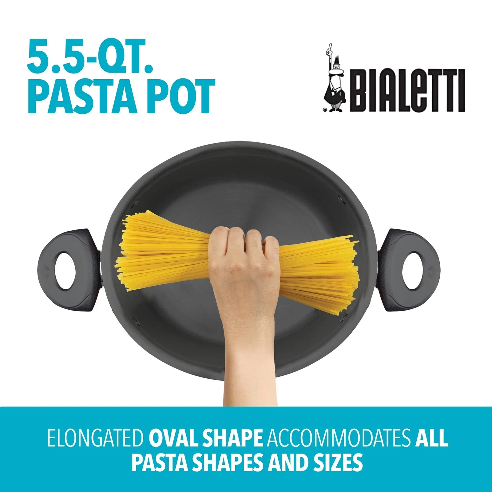 Bialetti Italian Essentials 5.5 Qt Oval Aluminum Pasta Pot Lock Strainer Lid Red