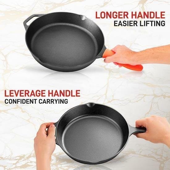 NutriChef 18.11″x12.44″x2.32″ Gray Iron Frying Pan – 500°F Oven Safe, PFOA-Free