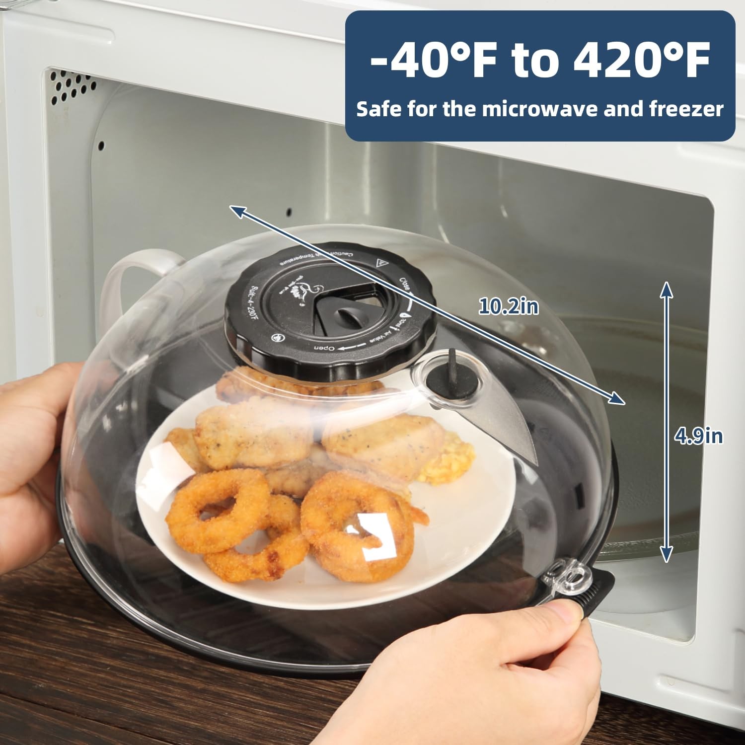 10.2 Inch Microwave Splatter Cover Lid with Water Steamer Microwave Splash Guard