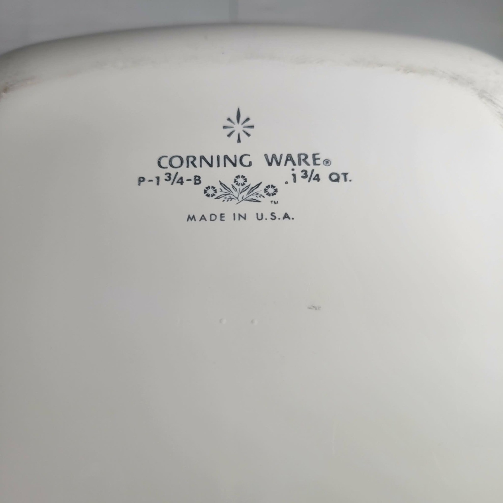 NO LID Corning Ware Blue Cornflower Casserole Dish 1.75 QT P-1 3/4-B White Vth