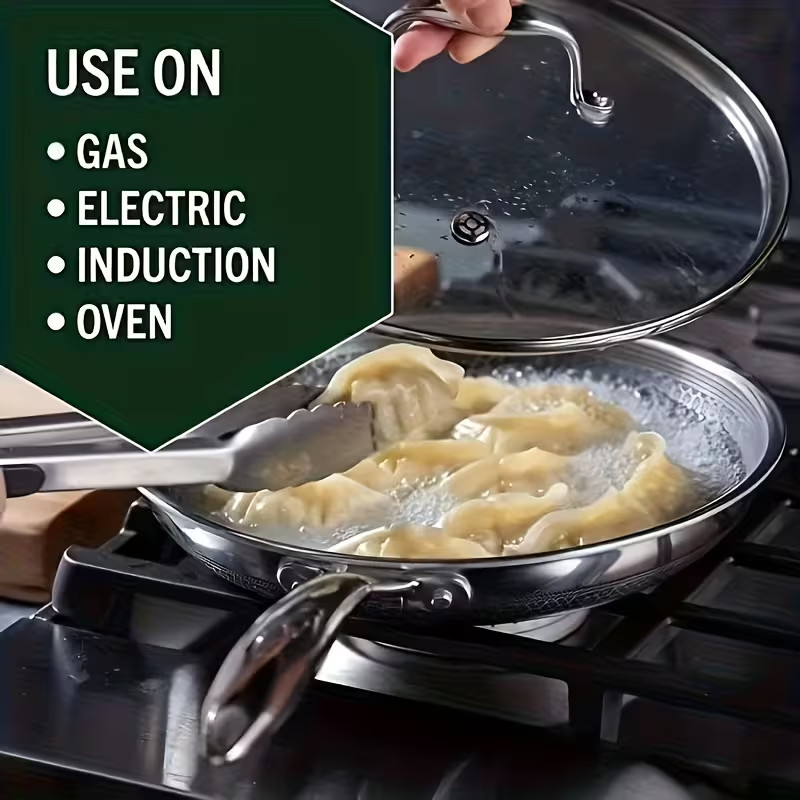 Premium Stainless Steel 304 Honeycomb Nonstick Frying Pan Set(3pc) 7.8/9.4/11 In