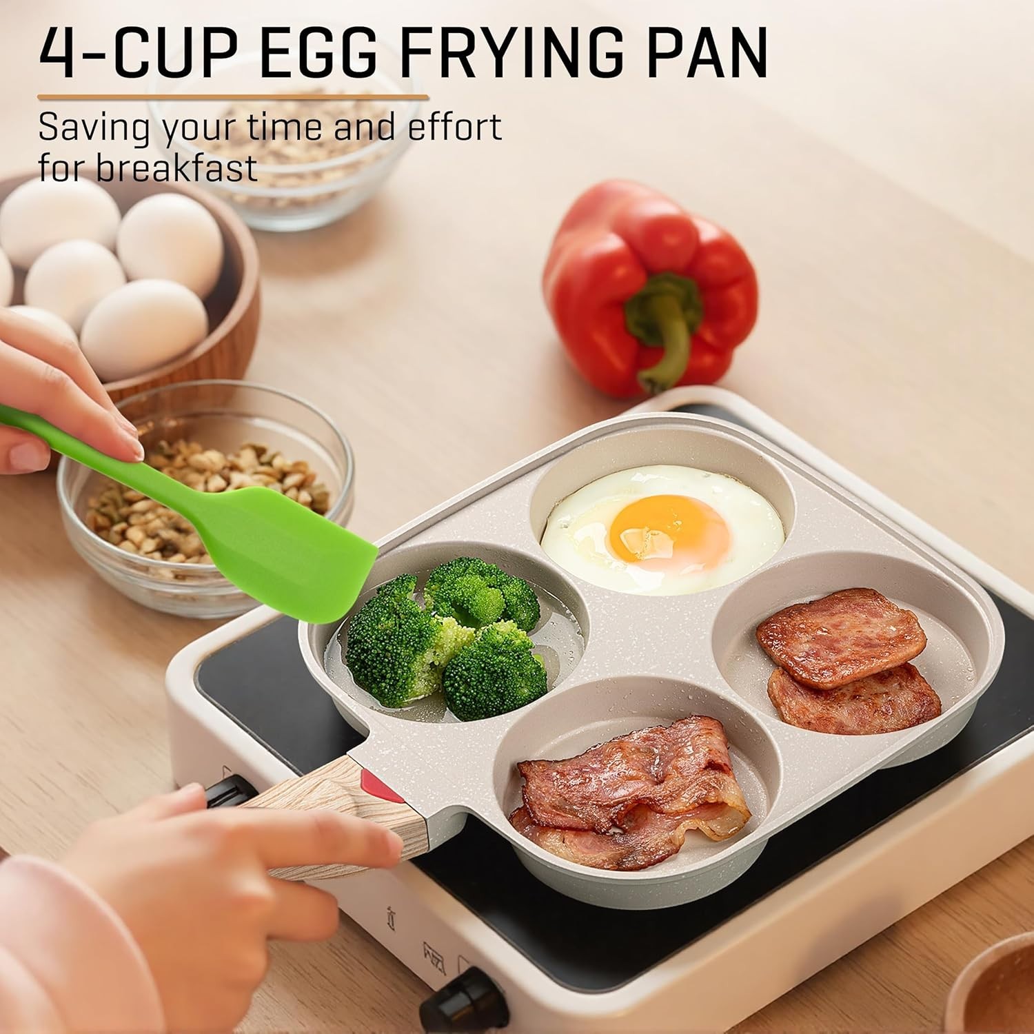 MyLifeUNIT Egg Frying Pan, 4-Cup Egg Pan Nonstick