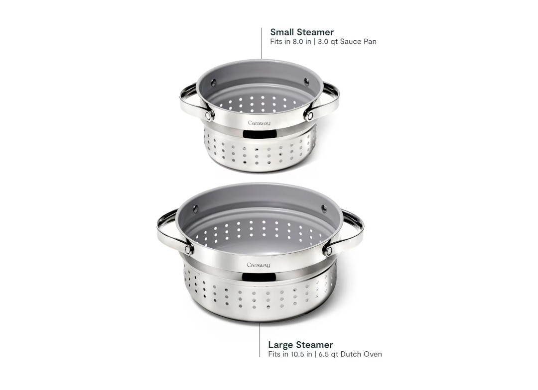 CARAWAY 6.5 Stainless Steel Steamer with Handles – Non Stick, Non Toxic Coating