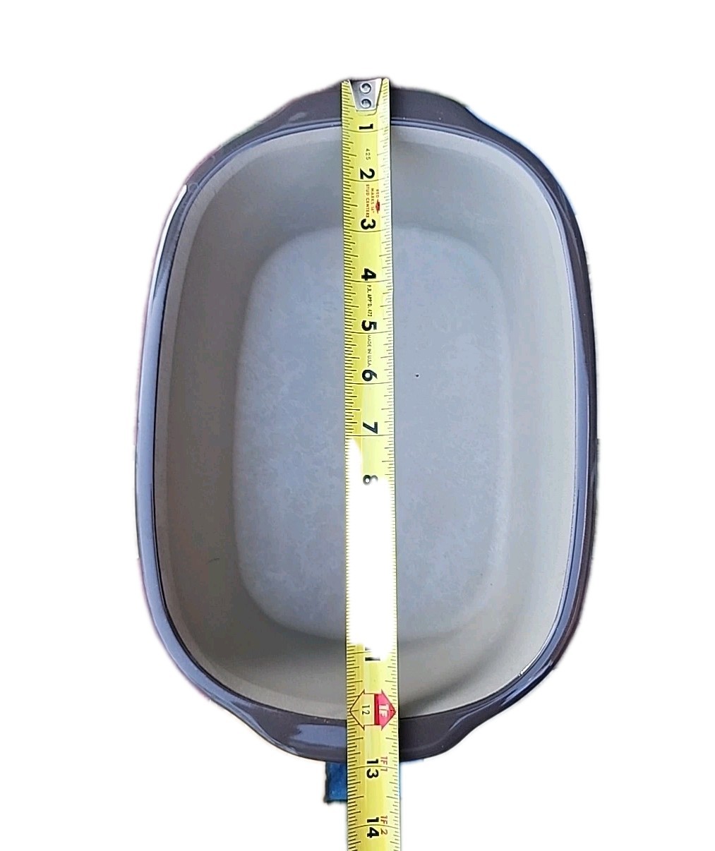Pampered Chef USA 3.1Qt/3L Taupe Grey Lidded Baker Roaster Dutch Oven Stoneware