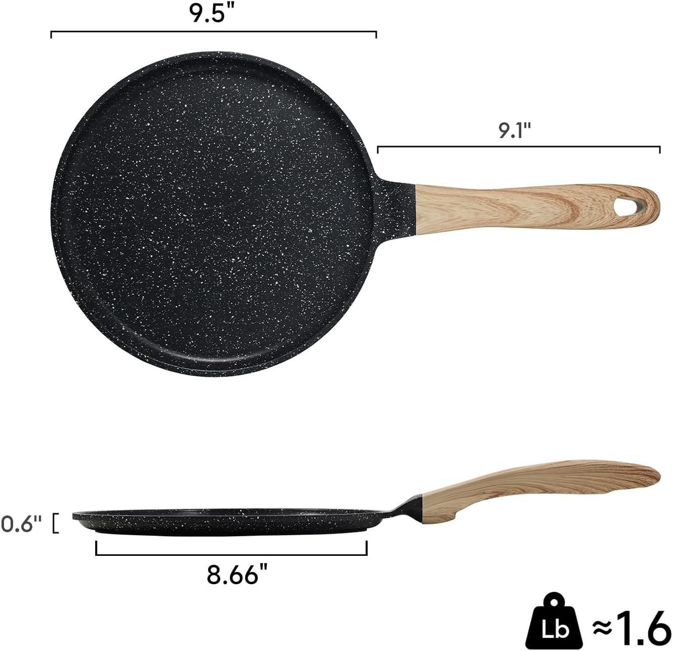 Crepe Pan Nonstick, 9.5 Inch Comales Para Tortillas Griddle Pan for Stove Top…