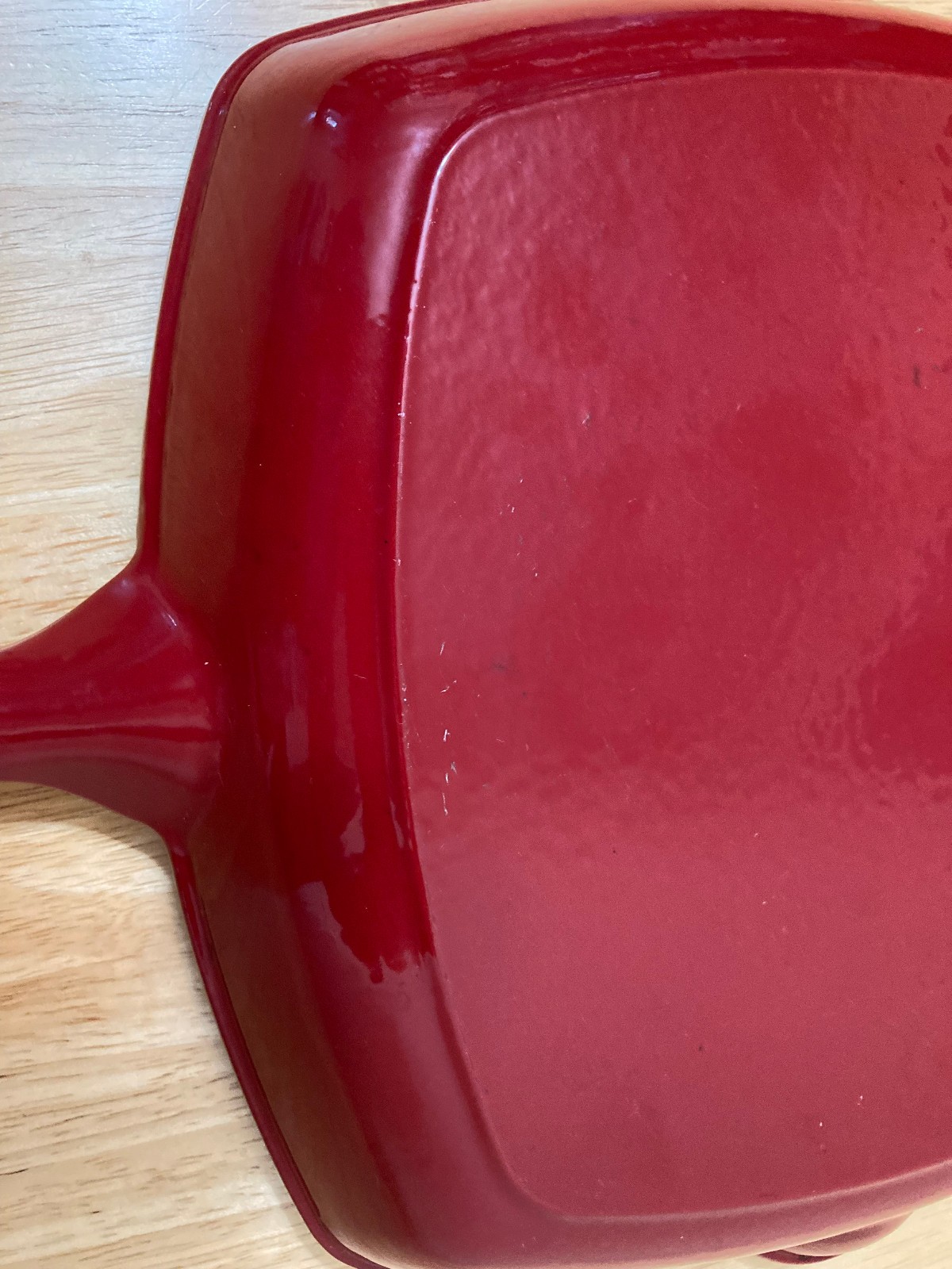 RED Enamel Cast Iron Square 11″ Skillet Ribbed Grilling Pan
